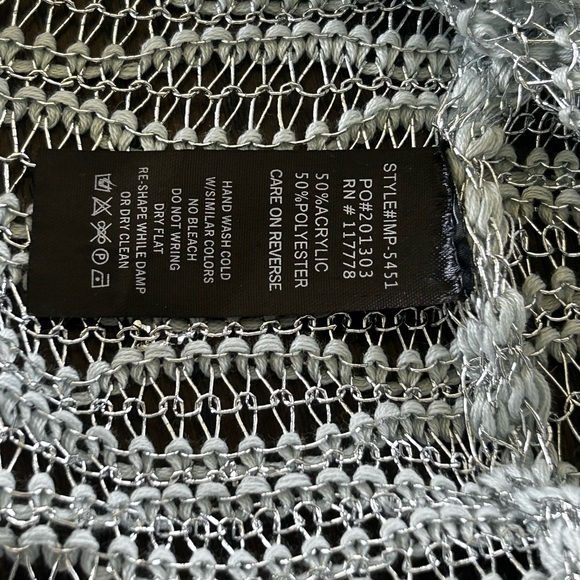 Love stitch cover up vacation top open knitted acrylic metallic thread - Picture 7 of 10